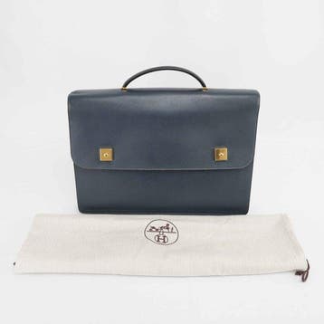 Hermès - Structured Leather Briefcase / Portfolio Bag – Dark, Nieuw
