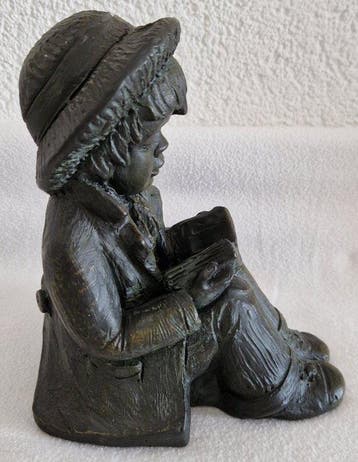 Mat Wanders 1933-1991 - Figuur - Lesende Kind - Albast, Antiquités & Art