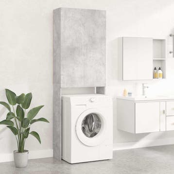 vidaXL Wasmachinekast 64x25,5x190 cm betongrijs, Verzenden