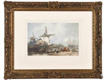 Hermanus Koekkoek Sr. (1815-1882) - The off loading of the, Antiek en Kunst