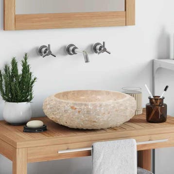 vidaXL Gootsteen 40x12 cm marmer crème, Doe-het-zelf en Bouw, Sanitair, Verzenden, Nieuw