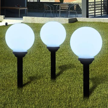 vidaXL Tuinpadlampen 3 st met grondpin LED 20 cm, Verzenden, Nieuw