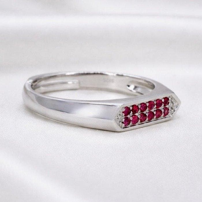 Zonder minimumprijs - Ring Verguld Robijn - Diamant - 18k, Handtassen en Accessoires, Ringen