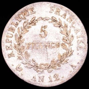 Frankrijk. Consulaat (1799-1804). 5 Francs An 12-A, Paris