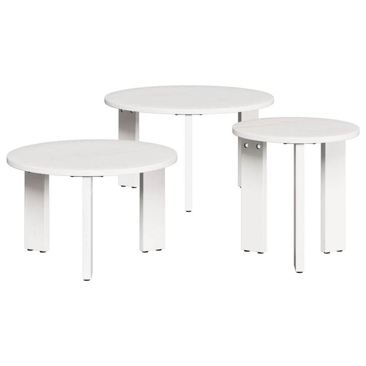 vidaXL Salontafel 3 pcs Wit Massief grenenhout, Huis en Inrichting, Tafels | Salontafels, Nieuw, Verzenden