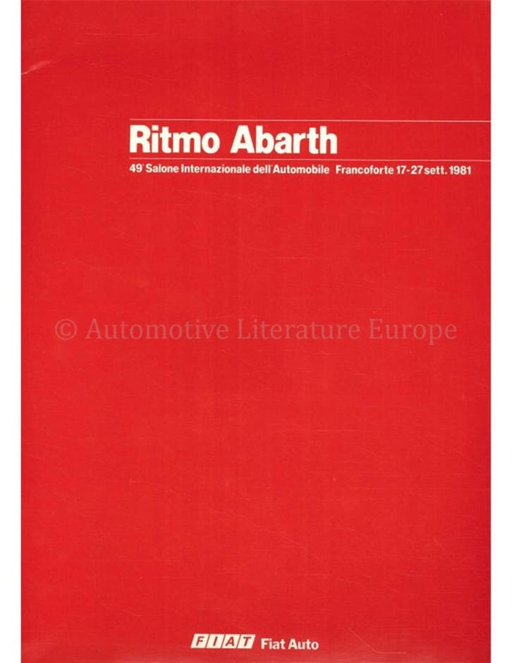 1980 FIAT RITMO ABARTH PERSMAP ITALIAANS, Boeken, Auto's | Folders en Tijdschriften