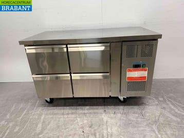 Établi réfrigéré Polar en acier inoxydable 4 tiroirs 136 cm, Verzenden