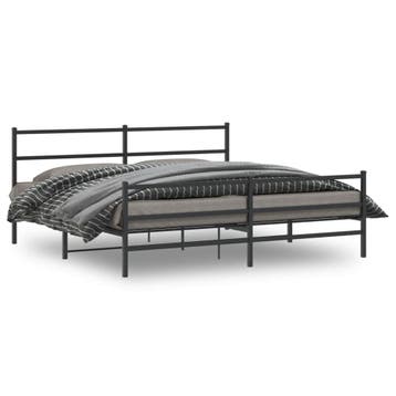 vidaXL Bedframe met hoofd- en voeteneinde metaal zwart, Verzenden
