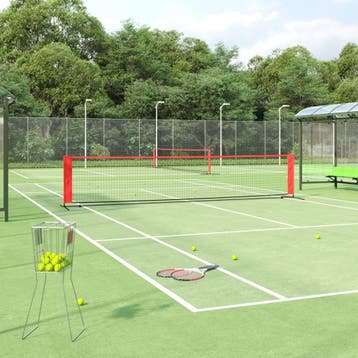 vidaXL Tennisnet 500x100x87 cm polyester zwart en rood, Sports & Fitness, Tennis, Verzenden