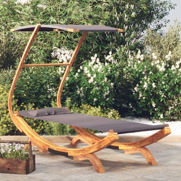 vidaXL Loungebed met luifel 100x190x134 cm gebogen hout, Tuin en Terras, Verzenden, Nieuw