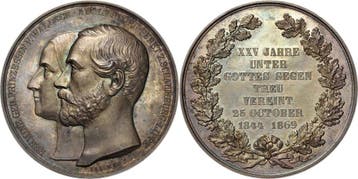 Zilver medaille 1869 Schaumburg-lippe Adolf Georg 1860-1893, Verzenden, België