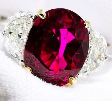 Ring - 18 karaat Witgoud, GRS Rubí Siam 3,02 ct 3,00 g -, Nieuw