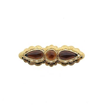Antiek gouden broche met granaat, Gebruikt, Ophalen of Verzenden, Met edelsteen, Goud