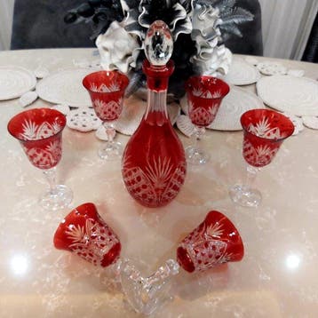 Verre à eau (7) - Cristal - Cristal bohème rouge