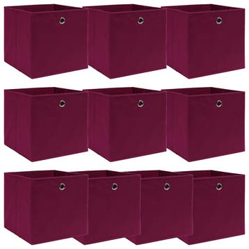vidaXL Opbergboxen 10 st 32x32x32 cm stof donkerrood, Verzenden, Nieuw