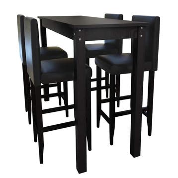 vidaXL Bartafel met 4 barkrukken zwart, Maison & Meubles, Salles à manger complètes, Verzenden