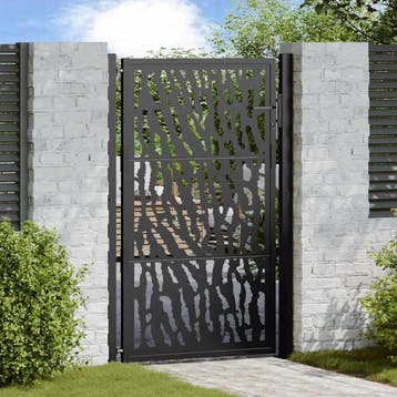 vidaXL Poort met sporenontwerp 100x150 cm staal zwart, Tuin en Terras, Tuinpoorten, Verzenden, Nieuw