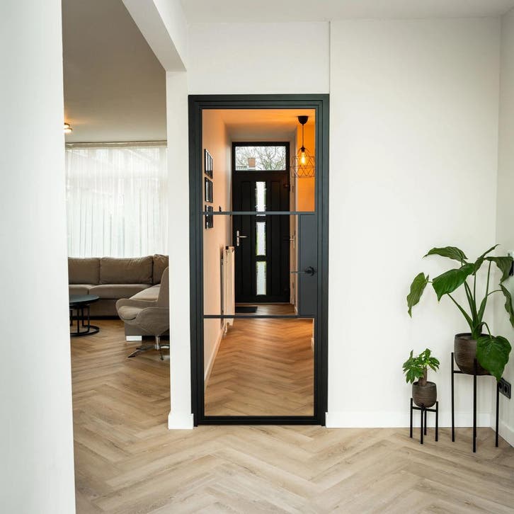 Stalen Binnendeur - 3 Vlaks - Helder glas - Met slot, Bricolage & Construction, Fenêtres & Moustiquaires