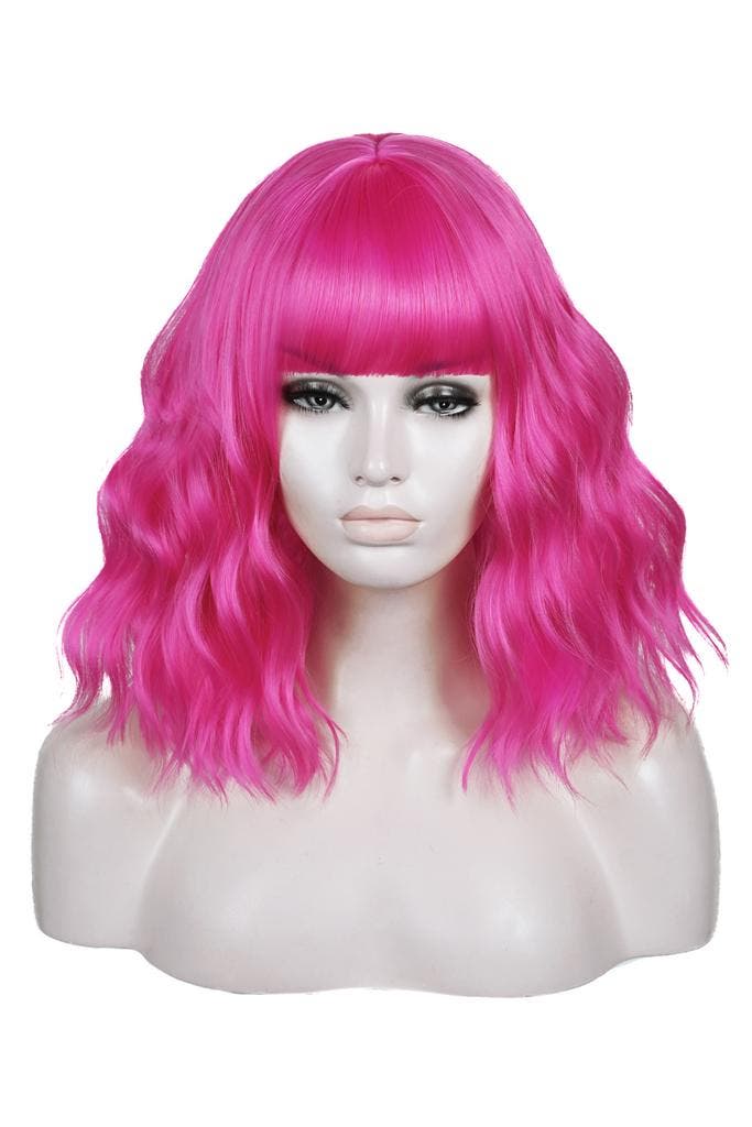 KIMU® Luxe Donkerroze Pruik Schouderlengte Rechte Pony Krull, Vêtements | Femmes, Costumes de carnaval & Vêtements de fête, Enlèvement ou Envoi
