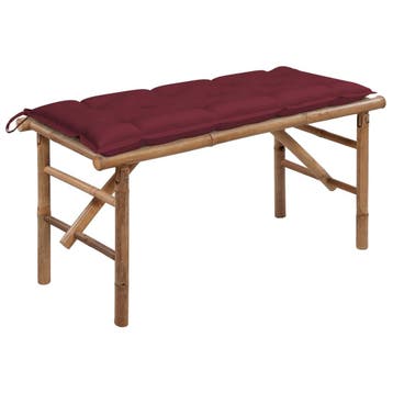 vidaXL Tuinbank inklapbaar met kussen 118 cm bamboe, Verzenden, Nieuw