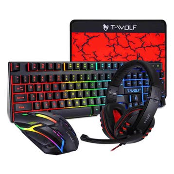 4-in-1 Gaming Toetsenbord / Koptelefoon / Muis / Muismat -, Verzenden
