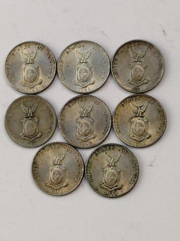 Filipijnen. 1 Peso Lot 10 Centavos Silver 1937-1944 (Zonder