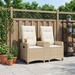 vidaXL Ligbank met Tafel Beige en Crème Wit 126 x 65 x 112, Verzenden, Nieuw