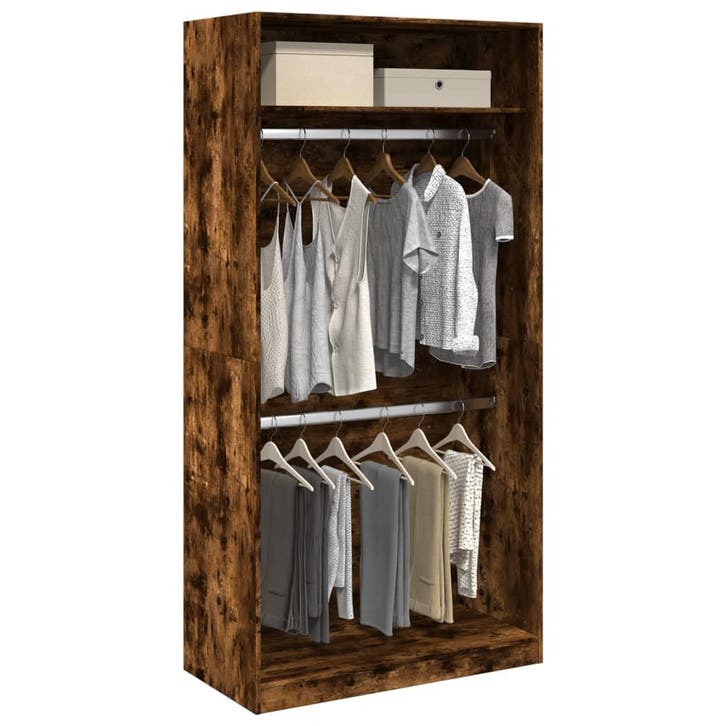 vidaXL Kledingkast 100x50x200 cm bewerkt hout gerookt, Huis en Inrichting, Kasten | Kleerkasten, Nieuw, Verzenden