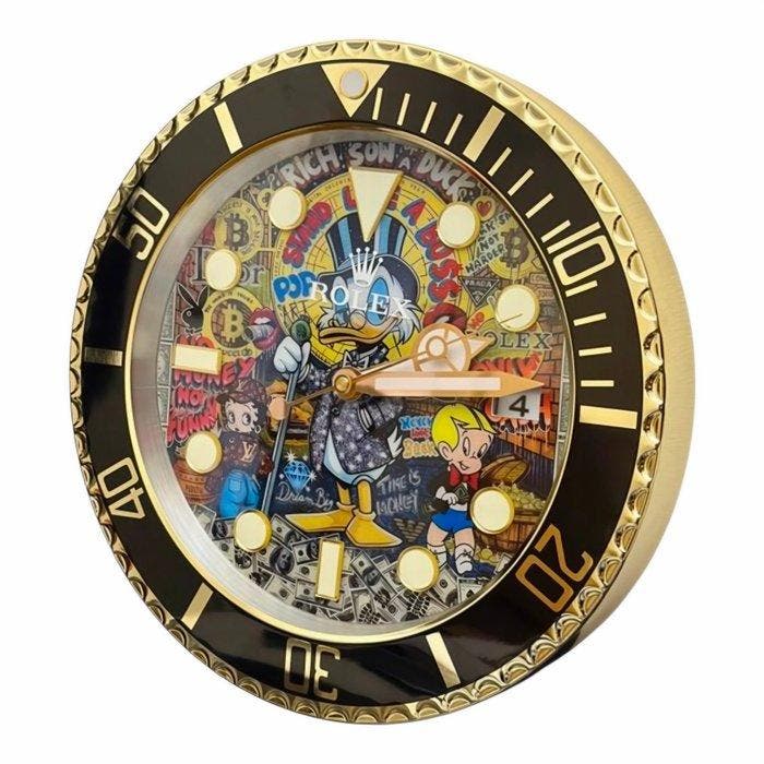 Moon24 - “Submariner Rich Duck Money ” Wall Clock Pop Art, Antiek en Kunst, Kunst | Designobjecten