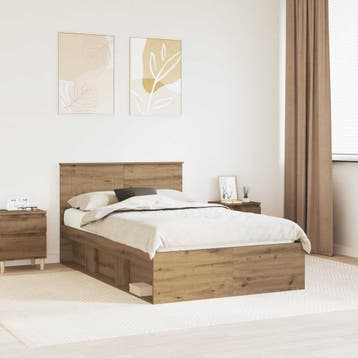 vidaXL Bedframe Ambachtelijk Eiken 120 x 200 cm Bewerkt hout, Verzenden, Nieuw
