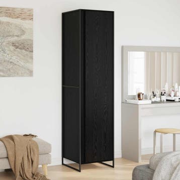 vidaXL Kast Zwart Eiken 50 x 50 x 200 cm Bewerkt hout, Maison & Meubles, Verzenden