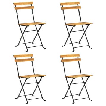 Bistrostoelen inklapbaar (4st) - Massief hout, nu 59% kor..., Tuin en Terras, Verzenden, Gebruikt, Hout, Inklapbaar
