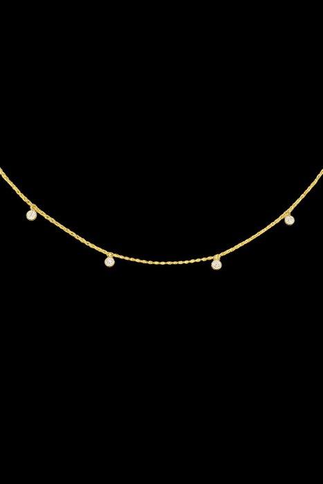 Halsketting - 14 karaat Geel goud - 0.37ct. tw. Diamant, Handtassen en Accessoires, Kettingen