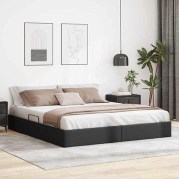 vidaXL Opbergbed met opslag Zwart 193 x 203 cm Kunstleer, Verzenden, Nieuw