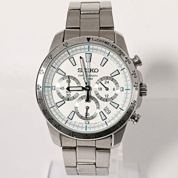 Seiko - Chronograph – White Dial - Light Blue Chronograph
