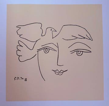 Pablo Picasso - “The Face of Peace XI, 1950”. Gedateerd in