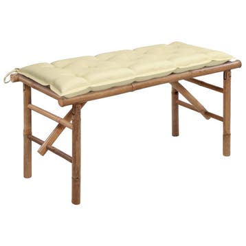 vidaXL Tuinbank inklapbaar met kussen 118 cm bamboe, Verzenden, Nieuw