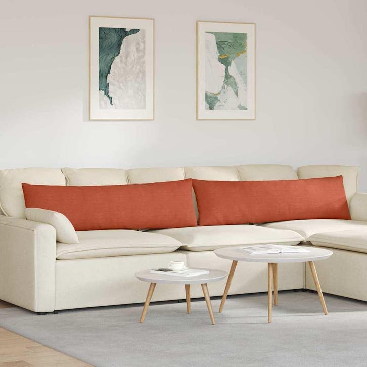vidaXL Zitkussens 2 pcs Rood Oranje 145 x 40 cm Corduroy, Huis en Inrichting, Woonaccessoires | Kussens, Nieuw, Verzenden