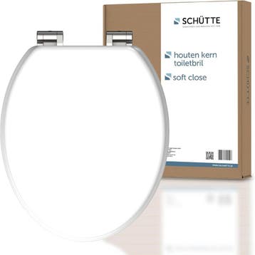 Robuuste Schutte houten wc-bril met softclose | Kindvrien..., Huis en Inrichting, Verzenden, Zo goed als nieuw, Wit, Overige typen