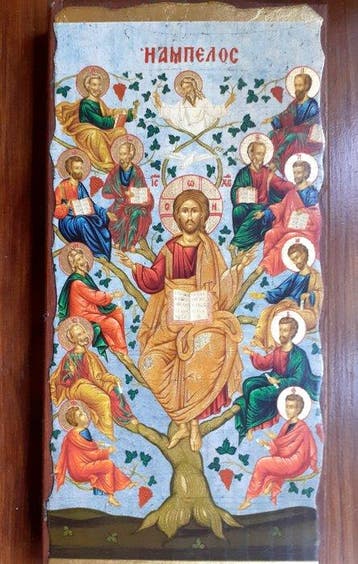 Icoon - Christus de Wijnstok - 12 x 24 cm - Hout