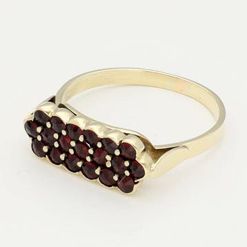 Ring - 14 karaat Geel goud - Granaat, Nieuw