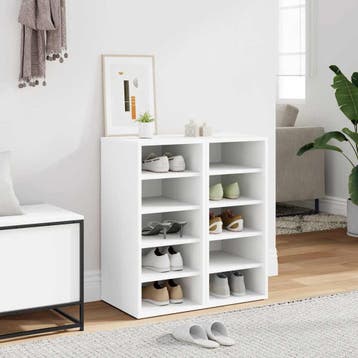 vidaXL Schoenenkasten 2 st 31,5x35x70 cm bewerkt hout wit, Verzenden, Nieuw