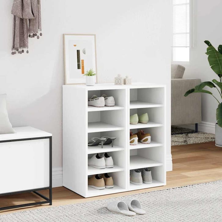 vidaXL Schoenenkasten 2 st 31,5x35x70 cm bewerkt hout wit, Huis en Inrichting, Kasten | Schoenenkasten, Nieuw, Verzenden