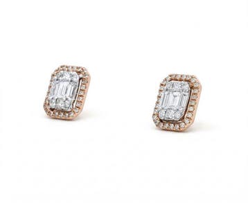Oorstekers - 14 karaat Roségoud - 1.02ct. tw. Diamant