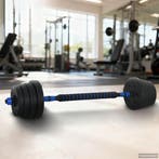 vidaXL 2-in-1 Dumbbell Barbell Set 30kg 30kg Zwart en Blauw, Verzenden