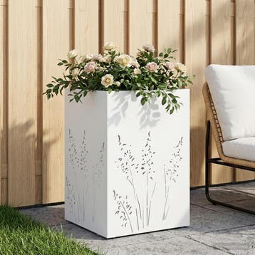 vidaXL Plantenbak Wit 50 x 50 x 75 cm Koudgewalst staal, Verzenden