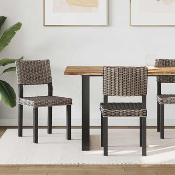 vidaXL Eetkamerstoel GENDT 2 st Kubu Rattan Zwarte was 46 x, Huis en Inrichting, Verzenden, Nieuw