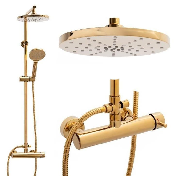 Regendouche Goud Messing | Premium | OP=OP, Doe-het-zelf en Bouw, Sanitair, Nieuw, Inox, Douche, Ophalen of Verzenden