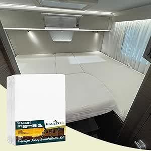 Jersey hoeslakenset - 4 delig met midden matras - Wit, Hoeslaken of Sloop