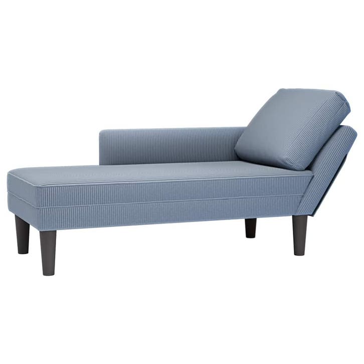 vidaXL Chaise longue met kussen corduroy stof blauw, Huis en Inrichting, Zetels | Zetels en Chaises Longues, Nieuw, Verzenden